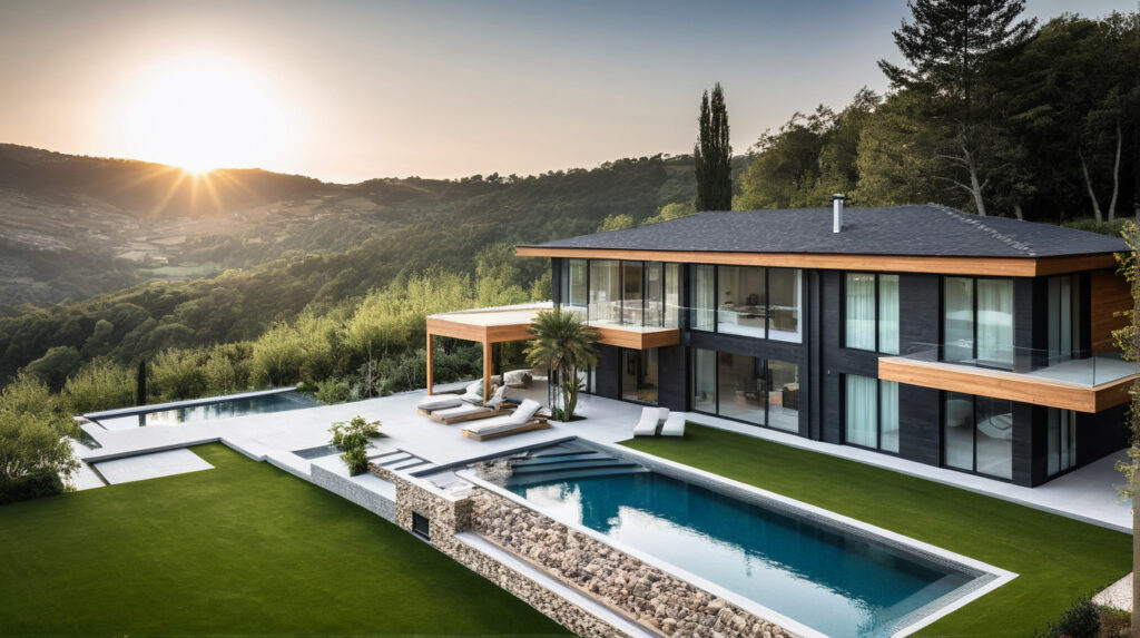 Maison 4 pans moderne design d'architecte sur mesure haut de gamme