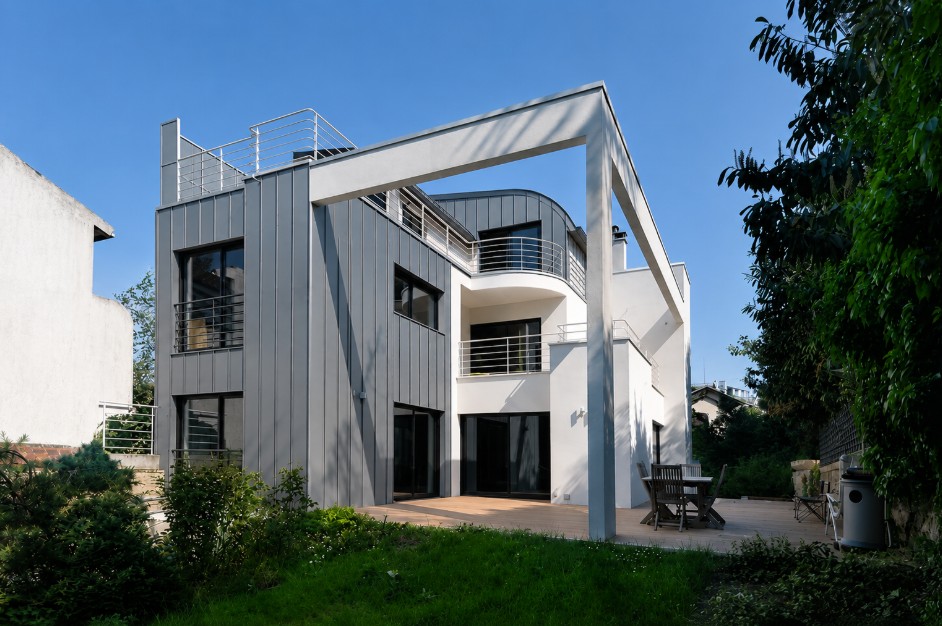 maison architecte zinc moderne design toit zinc et bardage zinc