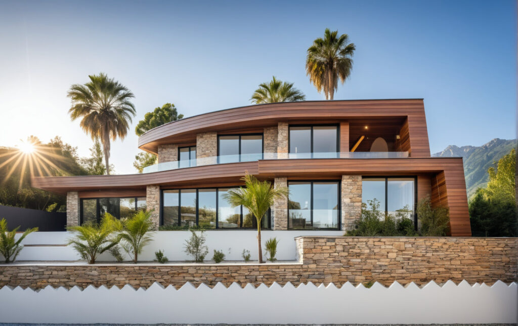 Architecte Constructeur Maison Ossature Bois Architecte avec Bardage Bois Moderne Design 4 pans et Toit Plat (11)
